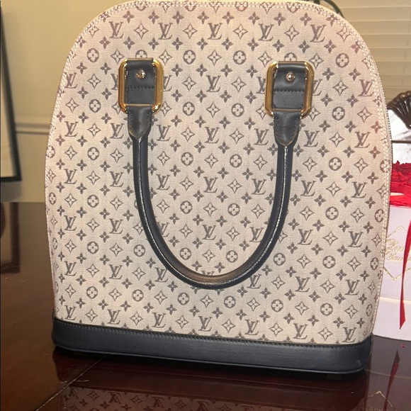 Louis Vuitton Black and Cream Monogram Satchel - Picture 1 of 8